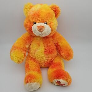 Build A Bear Tie Dye Orange Maple Leaf Sparkly Bear Plush Friend Fur All Seasons